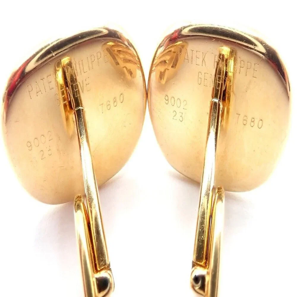 Rare! Patek Philippe 18k Yellow Gold Italian Flag Colors Enamel Large Cufflinks